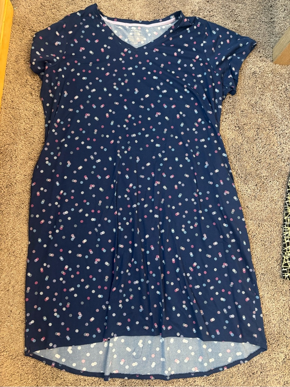 Women’s Navy Polka Dot Nightshirt - Comfortable Sleep Dress